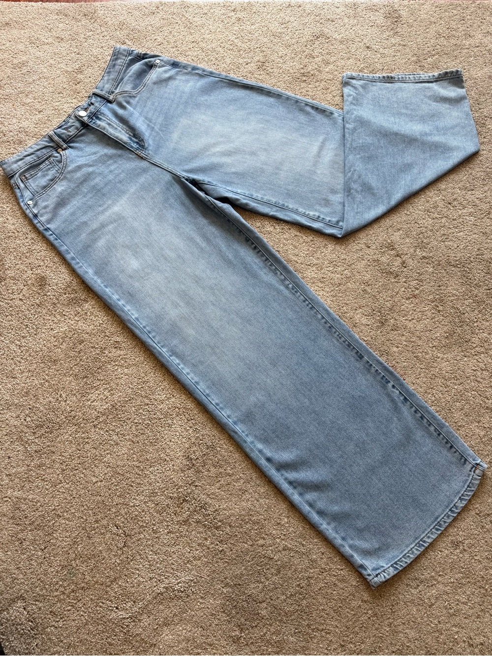 OAT New York Cloud Luxe High Rise Wide Leg Jeans Light Wash Sz 12/31  92%Cotton
